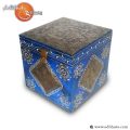 Brass Embossed Blue Wooden Box
